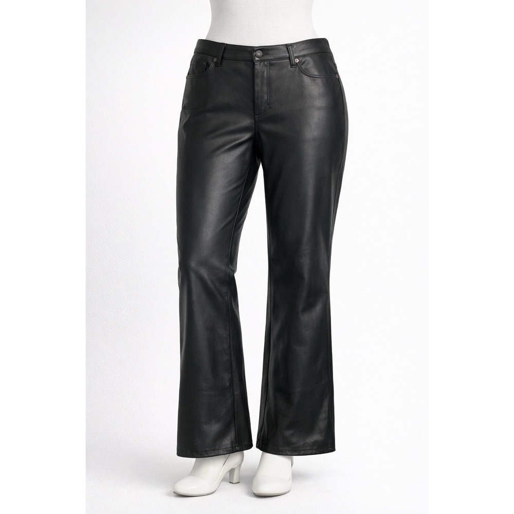 Banana Republic Faux Leather Pants Women 34 / 18 Mid‎ Rise Bootcut Black Vegan